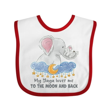 

Inktastic My Yaya Loves Me to the Moon and Back Elephant Family Gift Baby Boy or Baby Girl Bib