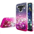thumbnail image 3 of Compatible for LG V50 ThinQ Case, LG V50 Case, with [Tempered Glass Screen Protector] SOGA Diamond Liquid Quicksand Cover Cute Girl Women Phone Case - Clear/Pink, 3 of 5