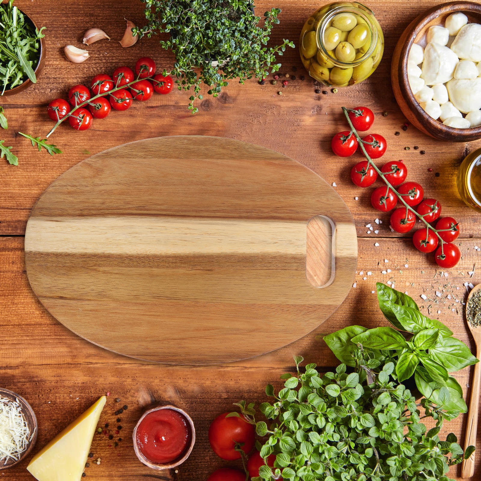 MERRYHAPY Acacia Wood Bread Cutting Board - Chopping Board for Kitchen, Outdoor Camping, and Home Use, 1 Piece