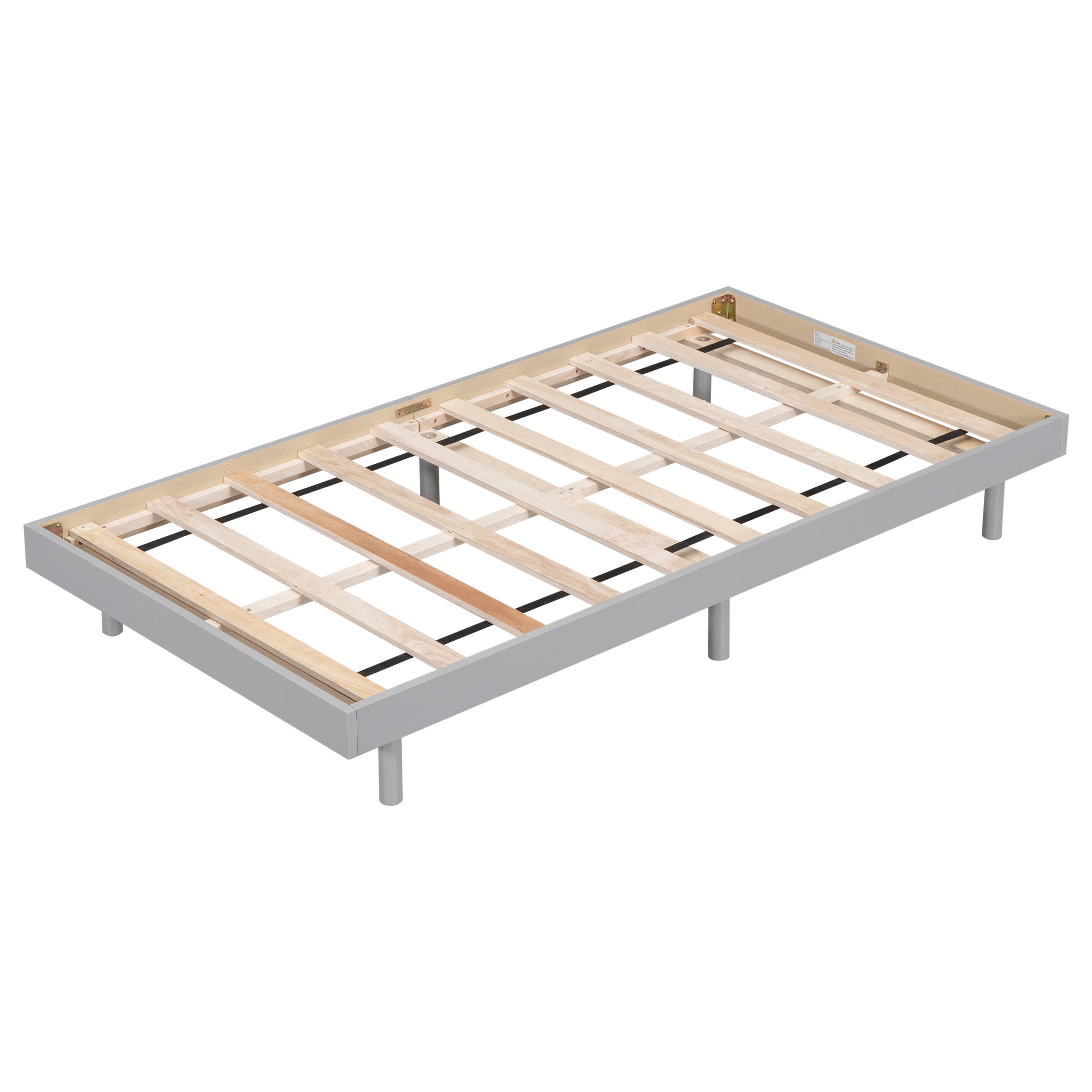 Miniyam Wood Twin Size Floating Bed for Kids and Teens, Gray