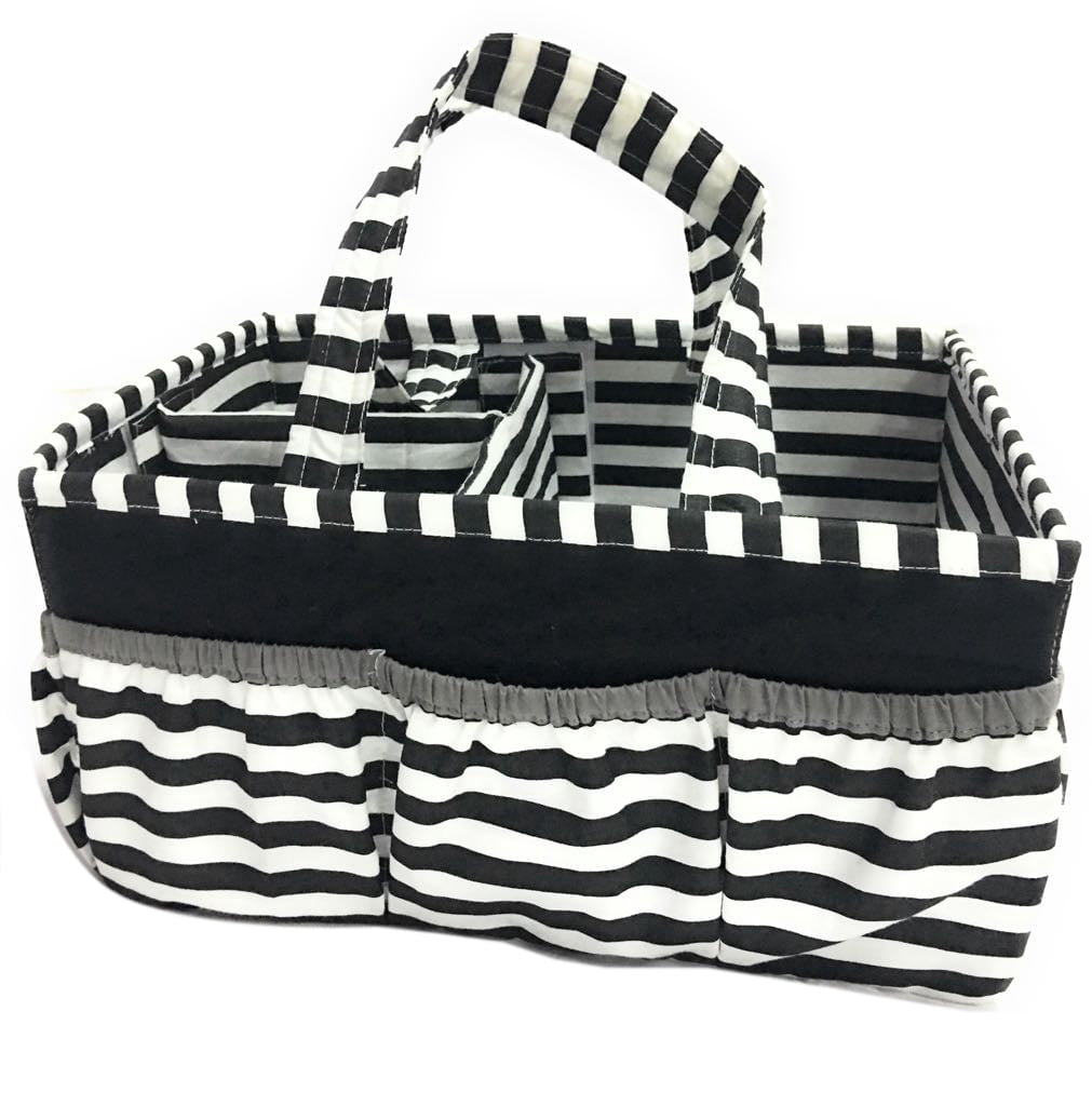 Bacati - Nursery Storage Caddy Dots Pin Stripes Black Neutral