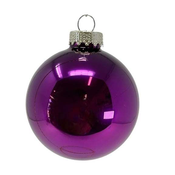 2.75 inch (70mm) 6 count Shiny Purple Glass Ball Christmas Ornaments