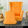 thumbnail image 3 of Wing Chair Slipcovers, 2 Piece Stretch Wingback Chair Cover Soft Velvet Armchair Covers with Elastic Bottom for Living Room Bedroom, 3 of 6