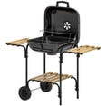 thumbnail image 1 of Barbecue au Charbon Portable avec Surface de Cuisson de 1840 Cm2, Cadre en Acier avec 3 Tablettes de Rangement, Couvercle Verrouillable et Évents Ajustables, Roues Pivotantes, Noir, pour Jardin et Terrasse, Usage Extérieur, 1 of 7