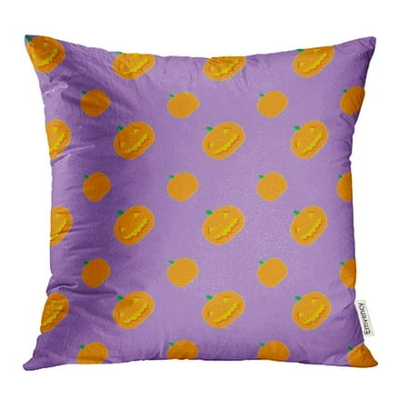 ARHOME Orange Dots Halloween Jack O' Lantern Pattern Light Purple Fully Fun Holidays Pillow Case Pillow Cover 20x20 inch Throw Pillow
