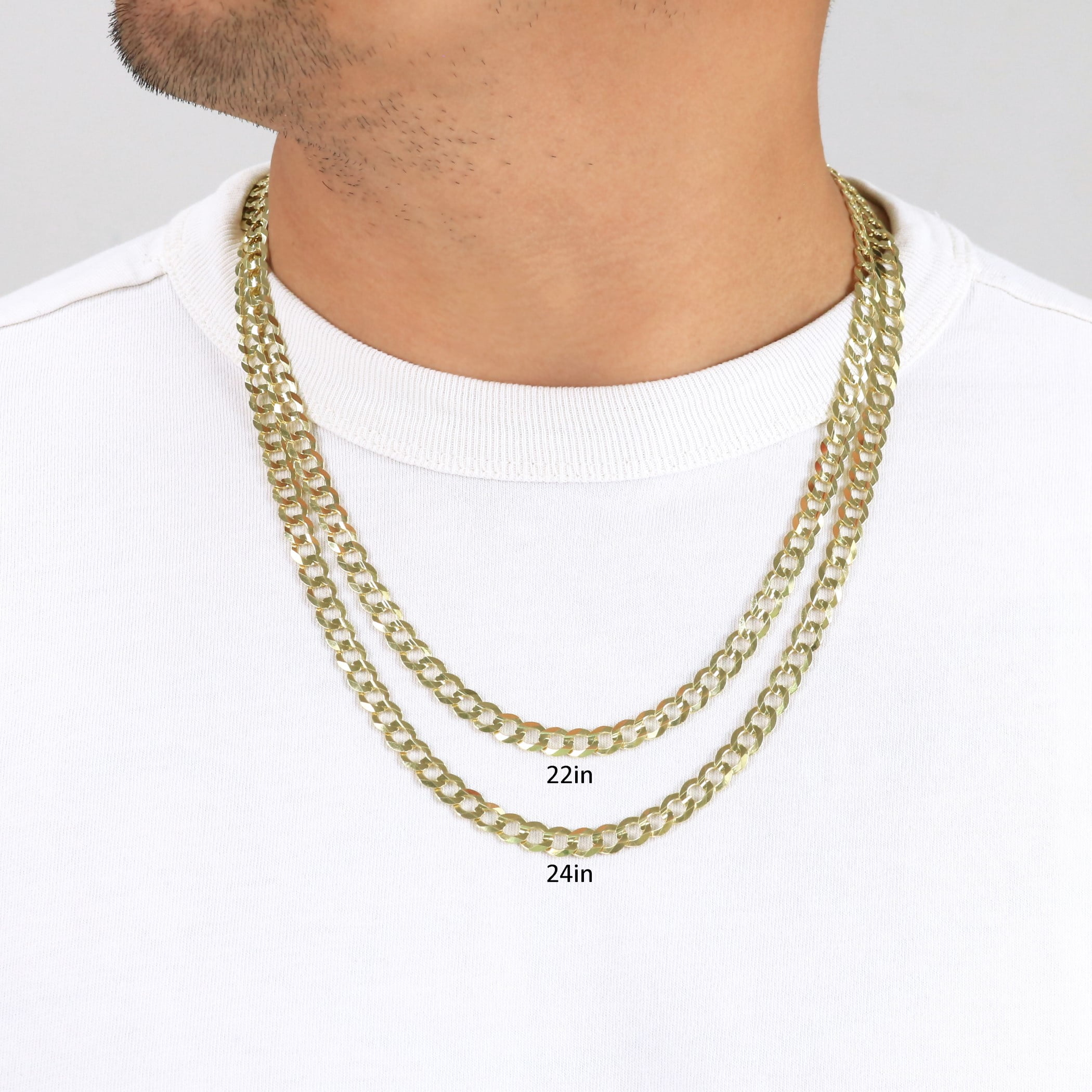Nuragold 14k Real Yellow Gold Solid Cuban Curb Link 7mm Chain Necklace (16"-30") Italian Jewelry for Men