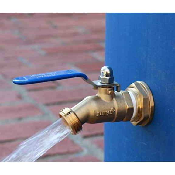 RBS024 LF Brass Rain Barrel DIY Spigot with Thread Tape (2 Pack)