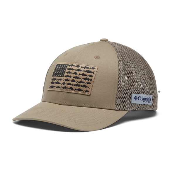 Gorra Columbia PFG con forma de bandera de pez, malla, corona alta, colmillo, talla XXL