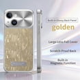 thumbnail image 2 of Case For Apple iPhone 15 6.1-inch, Compatible with MagSafe Water Ripple Electroplated Frame ShockProof Protective Car Mounted Magnetic Case,Gold,For iPhone 15, 2 of 6