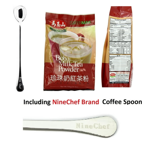 NineChef Bundle - Greenmax Boba Milk Tea Powder Black Tea 24.5 Ounce   1 NineChef Spoon