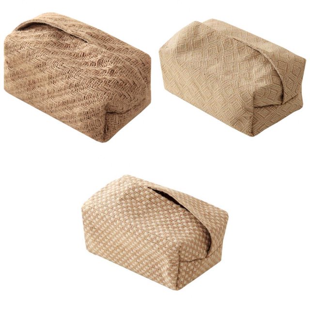 3x Caja de Pañuelos de Lino Cubierta de Almacenamiento de Papel Caja de Toallitas de de Servilletas Faciales Baoblaze Caja de papel de seda