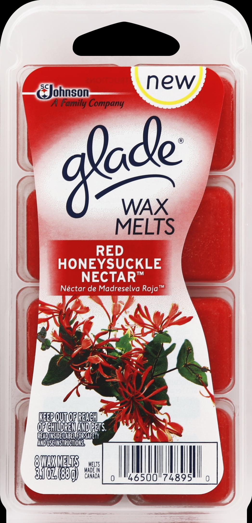Glade Red Honeysuckle Nectar Wax Melts Refill, 8 count, 3.1 oz