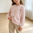 thumbnail image 6 of Acaics Girls Cable Knit Cardigan, Long Sleeve Crew Neck Button Down Cute Embroidery Sweater with Pockets for Fall Winter, 6 of 8