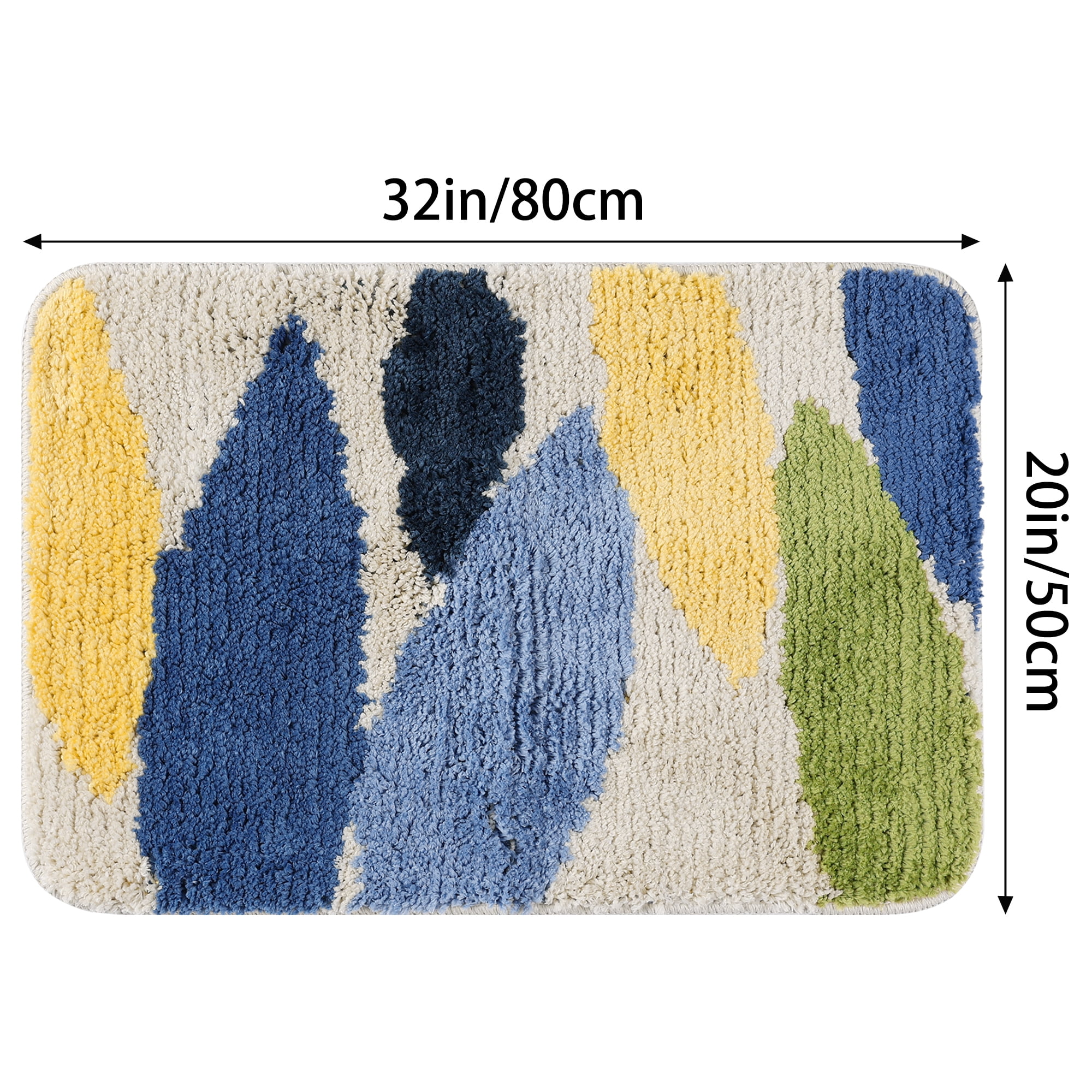 Unique Bargains 2 Pcs Non-Slip Quick Dry Bath Rugs Leaves-3/Leaves-2 20" x 32"