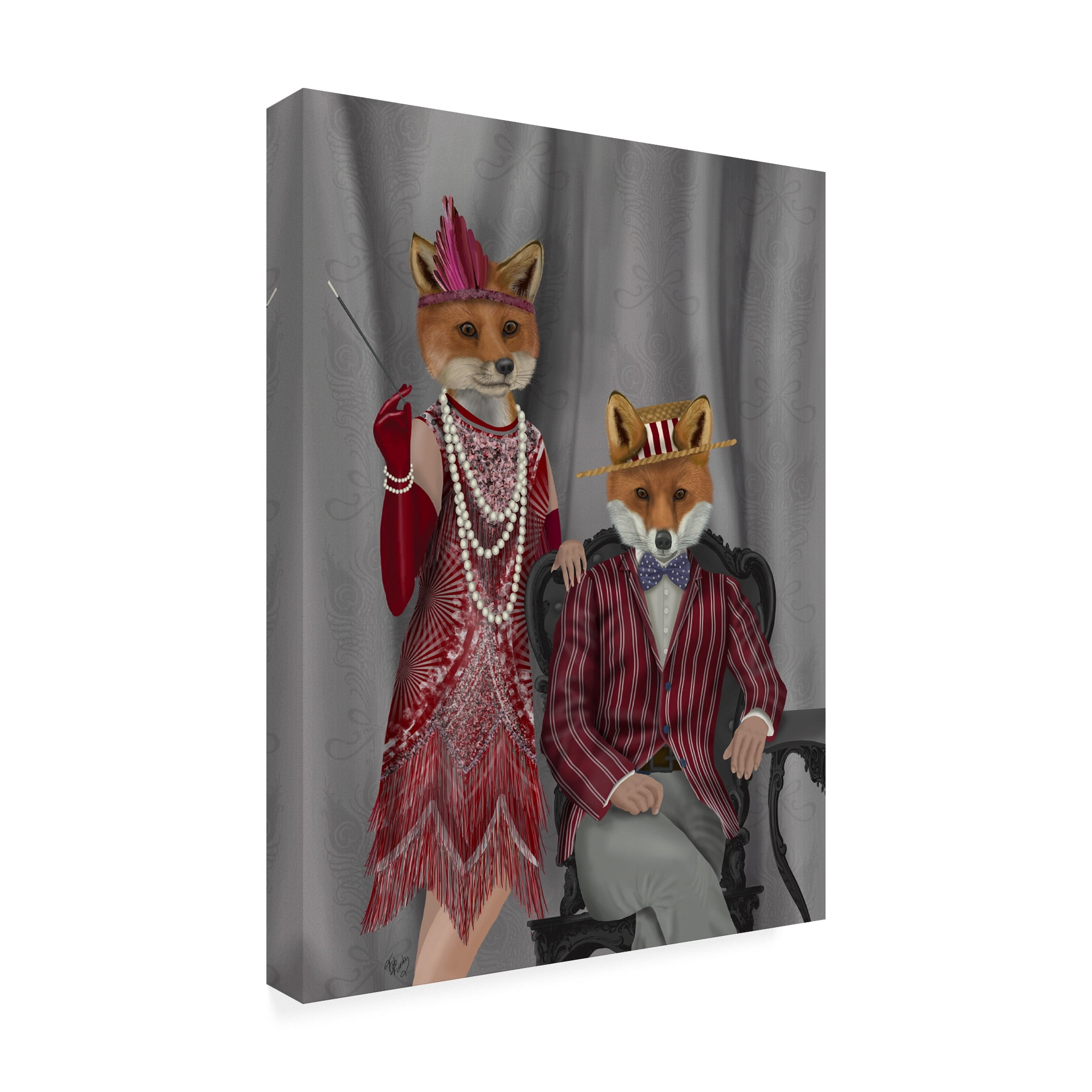 Trademark Fine Art 'Fox Couple 1920s' Canvas Art by Fab Funky