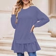 thumbnail image 2 of AherBiu Sweatshirt Short Dresses for Women Oversized Ruffle Pullover Crewneck Long Sleeve Casual Loose Tops, 2 of 5