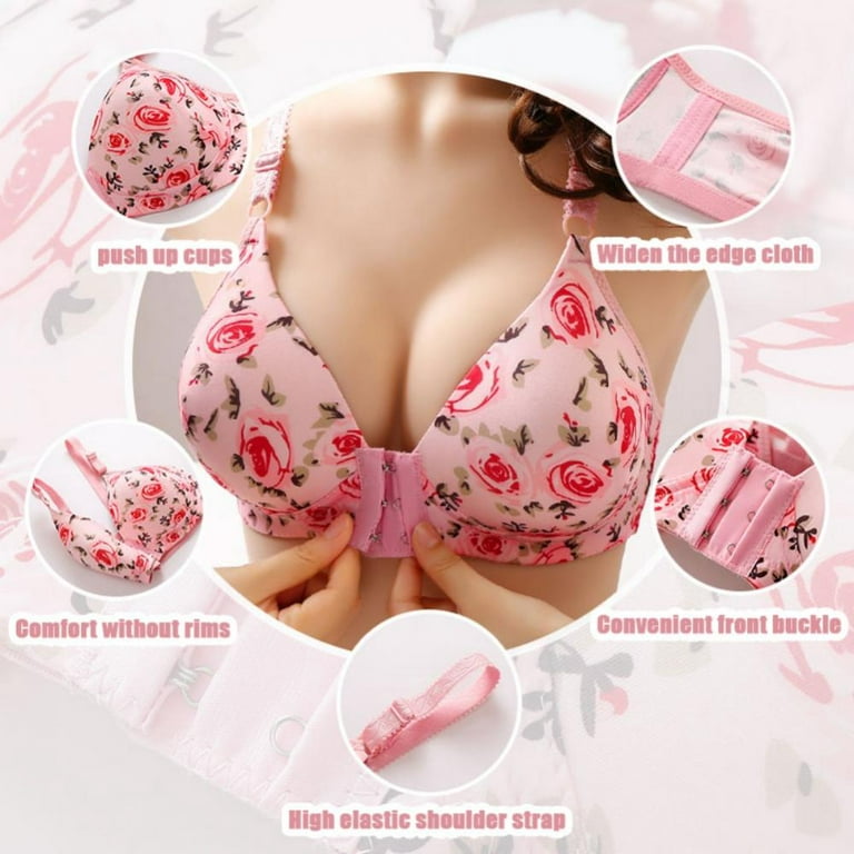 Push Up Bra For Big Breasts Front Buckle Lift Wirefree Front Closer  Underwear Bra Women Comfortable Bras