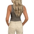 thumbnail image 4 of MDUKONU Summer Womens Tank Tops 2026 Square Neck Fitted Sleeveless Shirts for Women Ribbed Basic Top Size: L/1 Khaki, 4 of 7
