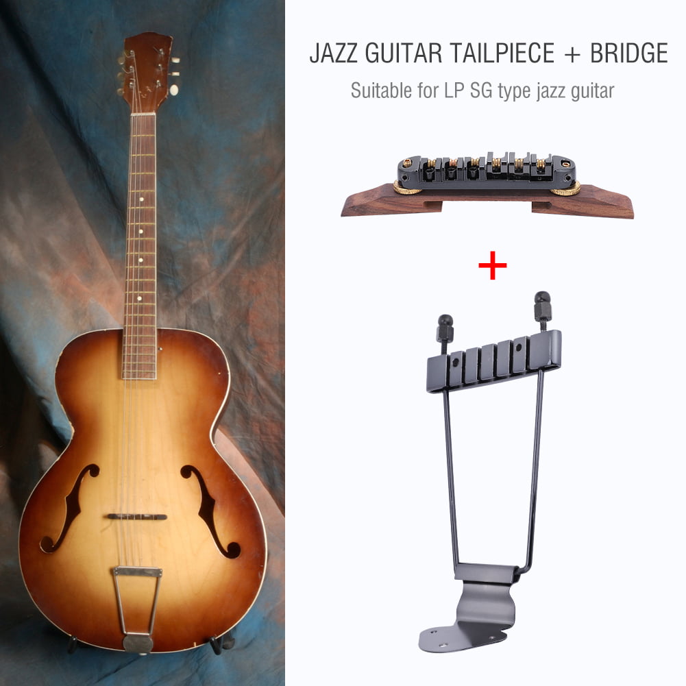 JWBOSS Archtop Gold Iron Guitar 6 String Bridge Jazz Tailpiece Trapeze For Hollow Body Guitars Parts Replace 