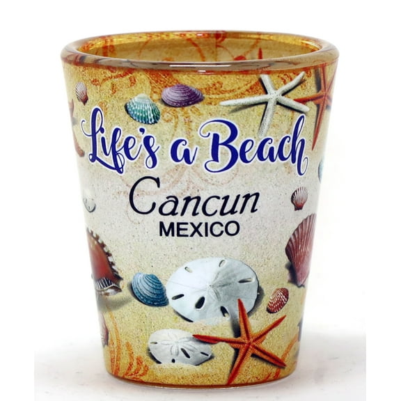 Cancun Mexico Life's A Beach Shells In and Out Shot Glass