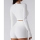 thumbnail image 5 of Mujer Yoga Top fitness crewneck Halter Masajeadores de cuello manga larga pulgar agujero entrenamiento ropa deportiva con almohadilla en el pecho blanco M, 5 of 7
