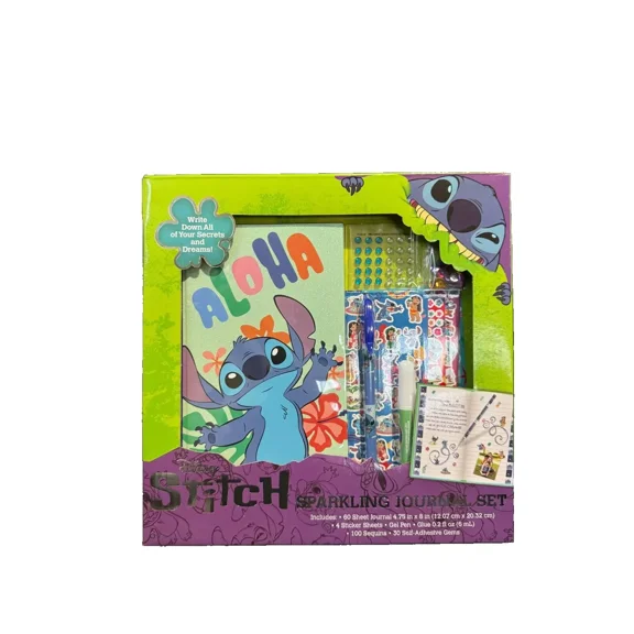 Disney Stitch Sparkling Journal Set, Sticker Sheets, Girls