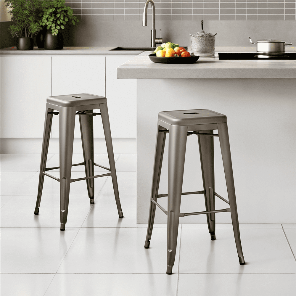 Yaheetech Set of 4 Stackable Metal Bar Stools for Dining Room, Metal
