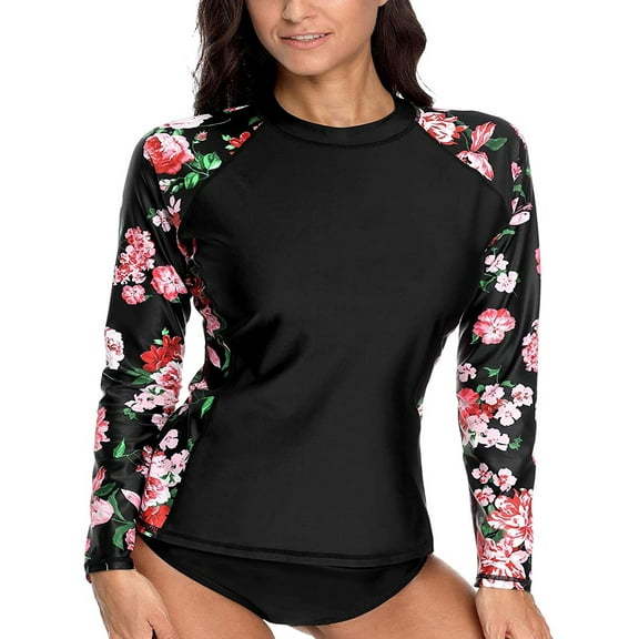 Women Rash Guard Swim Shirts Long Sleeve Sun Shirts