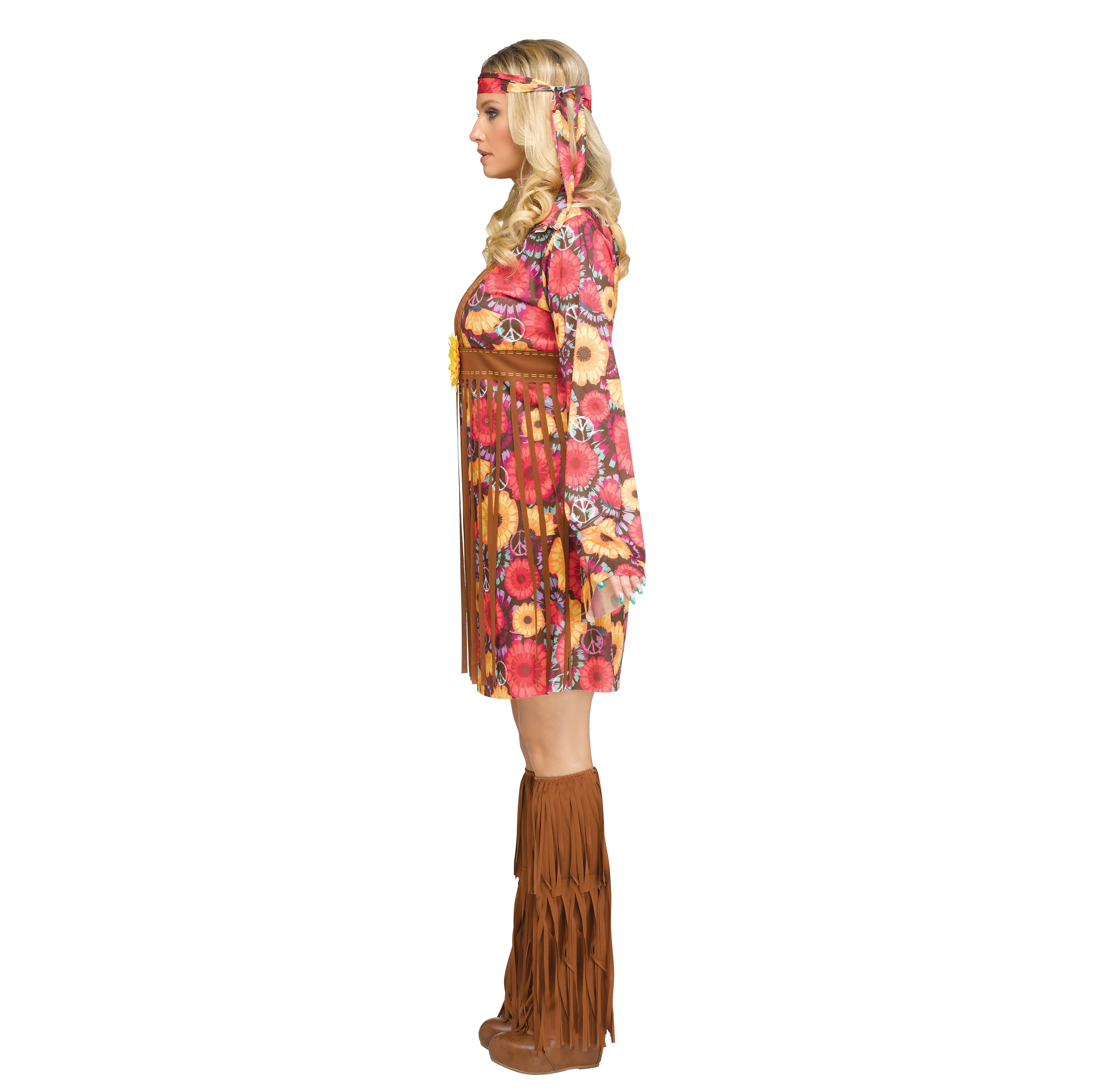 Flower Power Hippie Halloween Costume for Adults, Women's Size L (12/14), by Way to Celebrate
