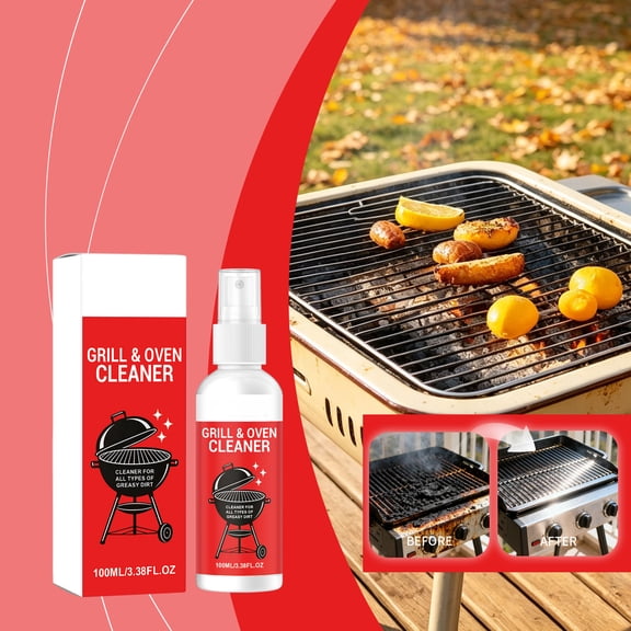 BBQ Cleaner Degreaser 100ml, Heavy-Duty Spray for Grill Grates and Baking Trays, Removes Tough Grime and Burnt Residue, Labor-Saving Deep Cleaning for Indoor Outdoor Use