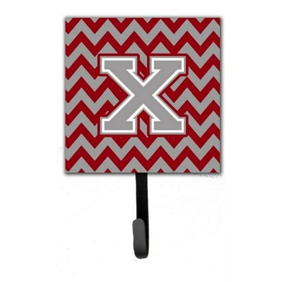 Letter K Chevron Crimson & Grey Leash or Key Holder