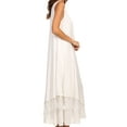 thumbnail image 4 of Sakkas Emma Relaxed Fit Scoop Neck Double Layered with Fringe Tank Dress - White - 1X/2X, 4 of 4