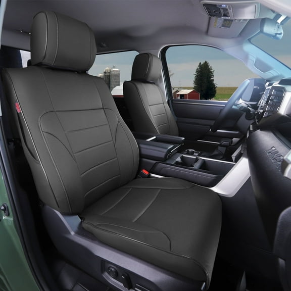 HKZ Custom Fit Tundra Seat Covers for Toyota Tundra 2022 2023 2024 2025 SR,SR5,Limited,Platinum,TRD Pro,1794 - Full Set, Leather(Black)