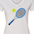 thumbnail image 4 of Inktastic Blue Tennis Racket and Ball Women's V-Neck T-Shirt, 4 of 5