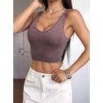 thumbnail image 2 of Osfvolr Women'S Sleeveless Crop Tops Ribbed Square Neck Cropped Tank Top Brown M, 2 of 5