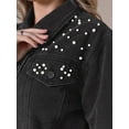 thumbnail image 5 of INSPIRE CHIC Women's Spring Denim Long Sleeve Button Down Pearl Decro Jacket L Black, 5 of 5
