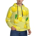 thumbnail image 2 of Kdxio Bright Lemons Print Mens Casual Hooded Collar Drawstring Hoodies Pullover Sweatshirts Casual Long Sleeve Shirts-Small, 2 of 7