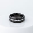 thumbnail image 5 of Titanium Mens Wedding Band - Comfort Fit Brushed Finish Black IP Eternity CZ Center Titanium Anniversary Ring -#587WFs12.5, 5 of 6