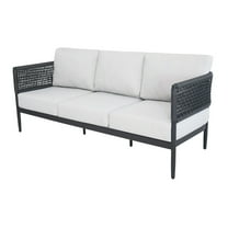 Outdoor Aluminum Woven Abaca Rope 3 Seater Patio Sofa with Cushions