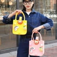 thumbnail image 3 of Traveling Bag Small Fur Ball Nylon Shopping Bag Cute Fashion Cartoon Doll Felt Tote Bag Women Handbag Candy Bag Storage Basket GREEN, 3 of 8