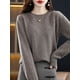 thumbnail image 2 of Suéter de lana merino 100 % para mujer, jersey de cachemira, prendas de punto, otoño e invierno, cuello redondo, color liso, ropa básica de moda para mujer, 2 of 5