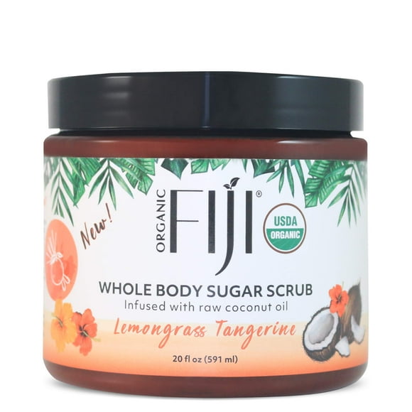 Exfoliante orgánico para todo el cuerpo de Fiji, infundido con aceite de coco, exfoliante de azúcar para una piel suave y suave, exfolia y restaura la biosfera natural de la piel, hierba de limón, man