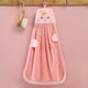 thumbnail image 1 of Toalla de mano infantil con diseño de cerdito | Toalla de forro polar suave con lazo | Toalla infantil de color liso para baño y cocina | Rosa, azul, gris y beige, 1 of 6