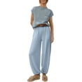 thumbnail image 5 of Traje de jersey de cuello redondo de moda versátil de primavera Pantalones de punto sueltos, 5 of 5