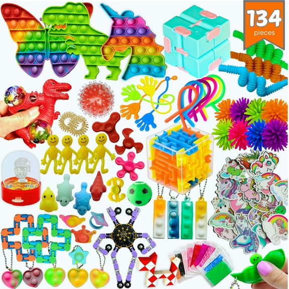 Fidget Toys, 134 Pack Fidgets Set Stocking Stuffers for Kids Party Favors Autism Sensory Toy Bulk Adults Kids Boys Girls Teens Stress Autistic
