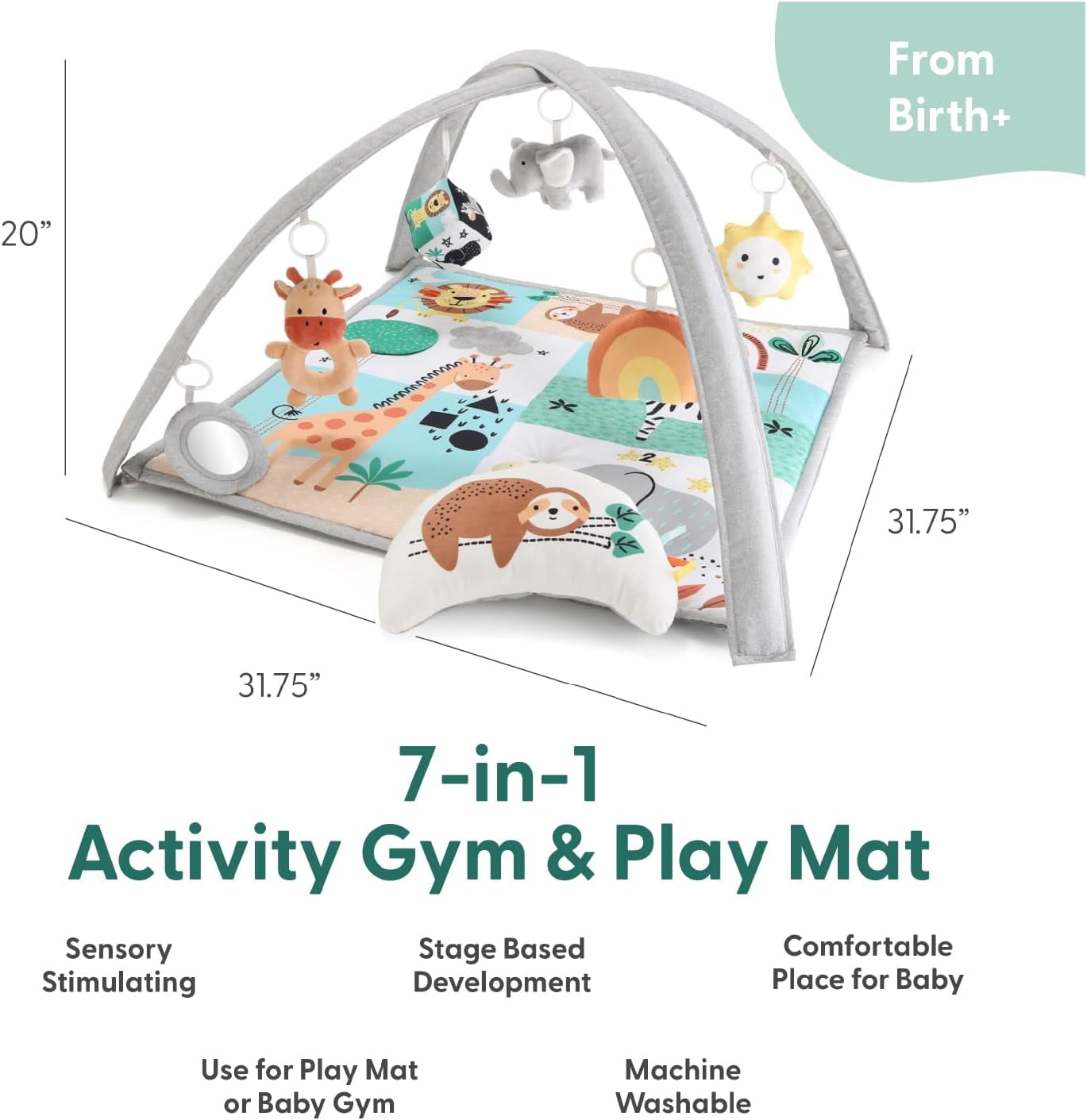 The Peanutshell Safari 123, 7-in-1 Activity Gym and Play Mat for Baby