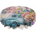 thumbnail image 2 of Blue Truck Easter Round Tablecloth 60 Inch - Waterproof Fabric Table Cloth Protector, Pink Spring Floral Eggs Botanical Rustic Tablecloths Washable Table Cover for Kitchen Banquet Party, 2 of 6