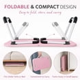 thumbnail image 3 of WSA Foldable Lap Desk with Drawer & Cup Holder, 23.6” Portable Laptop Bed Tray Table with Tablet Slot, Non-Slip Laptop Desk for Bed Couch Sofa, Working Writing Eating Breakfast (Pink), 3 of 7