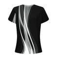 thumbnail image 5 of Fengqque 2025 Women's New Round Neck Pleated Tunic Top Curved Hem Printed Blouse, 5 of 5