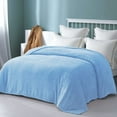 thumbnail image 3 of Exclusivo Mezcla Twin Size Flannel Fleece Blanket, 90"x66" Soft Jacquard Weave Leaves Pattern Velvet Plush Bed Blanket, Light Blue, 3 of 8